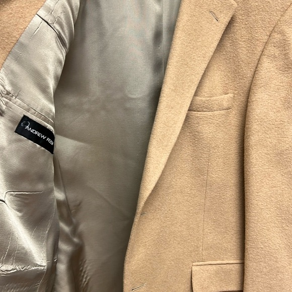 Andrew Fezza Men’s 100% Camel Hair Suit Jacket Size 44 Regular - Picture 3 of 7